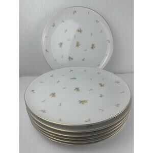 Cottage Core Sango Yellow Rose Chintz flower gold Trimmed Large Plates 10.5”